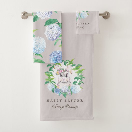 Elegant Bunny Floral Krans Pasen ontwerp Bad Handdoek (Insitu)