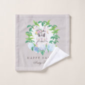 Elegant Bunny Floral Krans Pasen ontwerp Bad Handdoek (Wasdoekje)