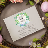 Elegant Bunny Floral Wreath Brunch & Egg Hunt Kaart