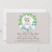 Elegant Bunny Floral Wreath Brunch & Egg Hunt Kaart (Voorkant)