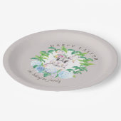 Elegant Bunny Floral Wreath Easter - Gepersonalise Papieren Bordje (Gekanteld)