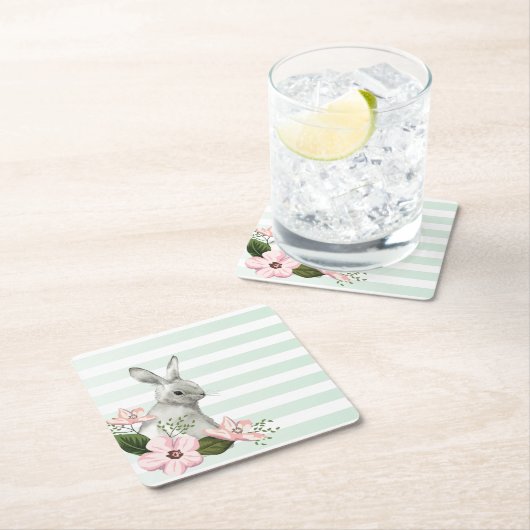 Elegant Bunny gestreept Kartonnen Onderzetters (Insitu)