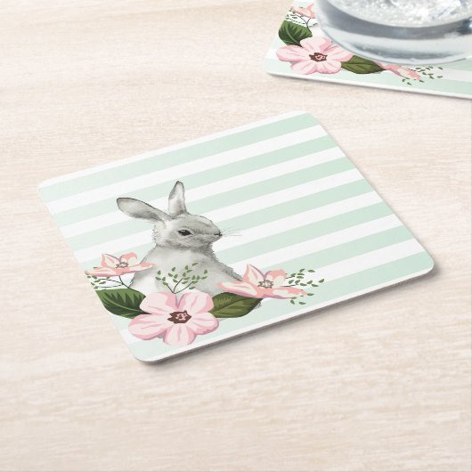 Elegant Bunny gestreept Kartonnen Onderzetters (Schuin)