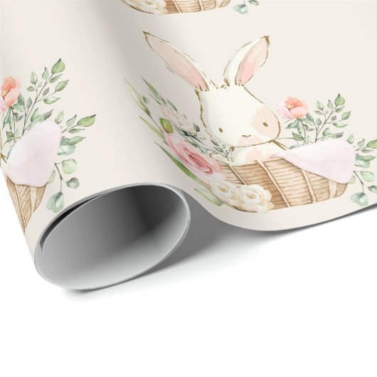 Elegant Bunny Rabbit Baby shower Cadeaupapier (Rol Hoek)