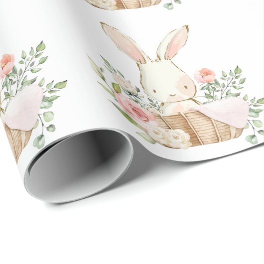 Elegant Bunny Rabbit Baby shower Cadeaupapier (Rol Hoek)
