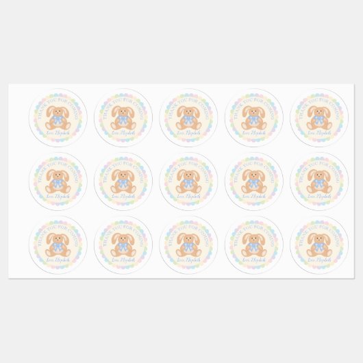 Elegant Bunny Rabbit kinderen Birthday Party Dank Labels (Vel)