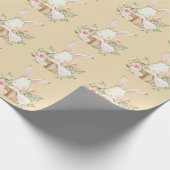 Elegant Bunny Rabbit Pink Baby shower Boy Girl Cadeaupapier (Hoek)