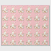 Elegant Bunny Rabbit Pink Baby shower Cadeaupapier (Vlak)