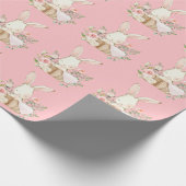Elegant Bunny Rabbit Pink Baby shower Cadeaupapier (Hoek)