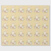 Elegant Bunny Rabbit Yellow Baby shower Cadeaupapier (Vlak)