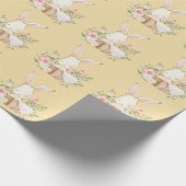 Elegant Bunny Rabbit Yellow Baby shower Cadeaupapier (Hoek)