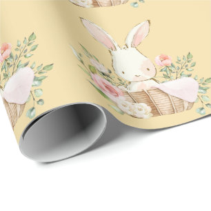 Elegant Bunny Rabbit Yellow Baby shower Cadeaupapier