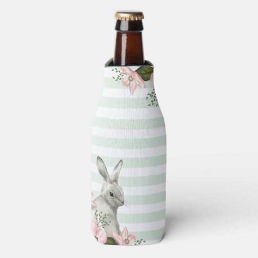 Elegant Bunny striped design Flesjeskoeler (Fles Voorkant)