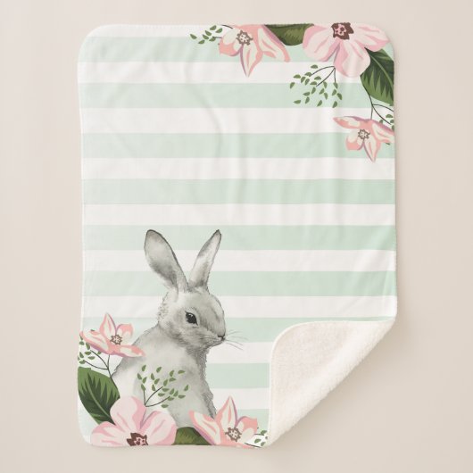 Elegant Bunny striped design Sherpa Deken (Voorkant)