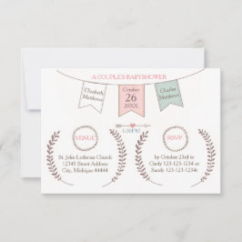Elegant Bunting - 3x5 Couple's Baby shower Kaart