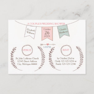 Elegant Bunting - 3x5 Couple's Wedding Shower Kaart