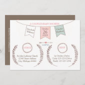 Elegant Bunting - Baby shower van paar Kaart (Voorkant / Achterkant)