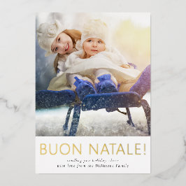 Elegant Buon Natale Familie Foto Goud Folie Feestdagenkaart