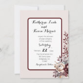 Elegant Burgandy Dusty Roos Bloemen Kaart (Voorkant)
