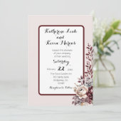 Elegant Burgandy Dusty Roos Bloemen Kaart (Staand voorkant)