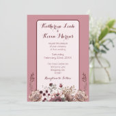 Elegant Burgandy Dusty Roos Bloemenbruiloft Kaart (Staand voorkant)