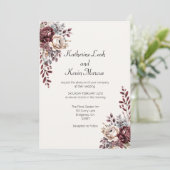 Elegant Burgandy Floral Kaart (Staand voorkant)