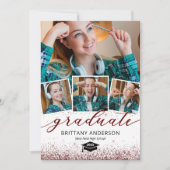 Elegant Burgundy Afstuderen 4 Fotouitnodiging Kaart (Voorkant)