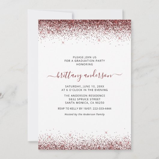 Elegant Burgundy Afstuderen 4 Fotouitnodiging Kaart (Achterkant)