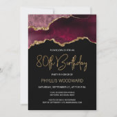 Elegant Burgundy Agate 80th Birthday Invitation (Voorkant)