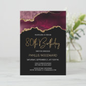 Elegant Burgundy Agate 80th Birthday Invitation (Staand voorkant)
