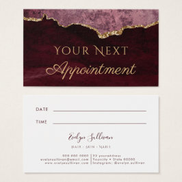 Elegant Burgundy Agate Appointment Card Visitekaartje