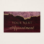 Elegant Burgundy Agate Appointment Card Visitekaartje (Voorkant)