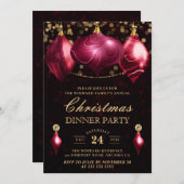 Elegant Burgundy Agate Baubles kerstdiner Kaart (Voorkant / Achterkant)