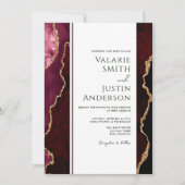 Elegant Burgundy Agate Budget Weddenschap All in O Kaart (Voorkant)