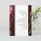 Elegant Burgundy Agate Budget Weddenschap All in O Kaart (Staand voorkant)