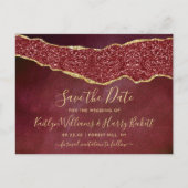 Elegant Burgundy Agate Wedding Save the Date Aankondigingskaart (Voorkant)
