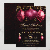 Elegant Burgundy Agate Winter Baubles Sweet 16 Kaart (Voorkant / Achterkant)