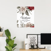 Elegant Burgundy and Beige Wedding Welcome Sign. Poster (Thuiskantoor)