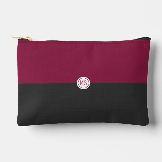 Elegant Burgundy and Black Color Block Monogram Etui (Voorkant)