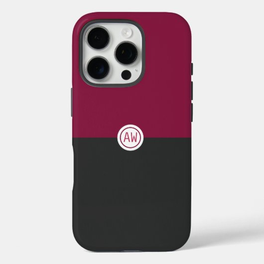 Elegant Burgundy and Black Monogram Case-Mate iPhone Case (Achterkant)