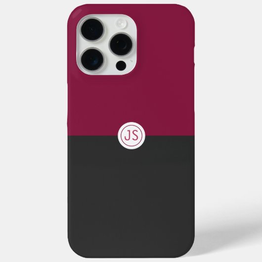 Elegant Burgundy and Black Monogram Case-Mate iPhone Case (Achterkant)
