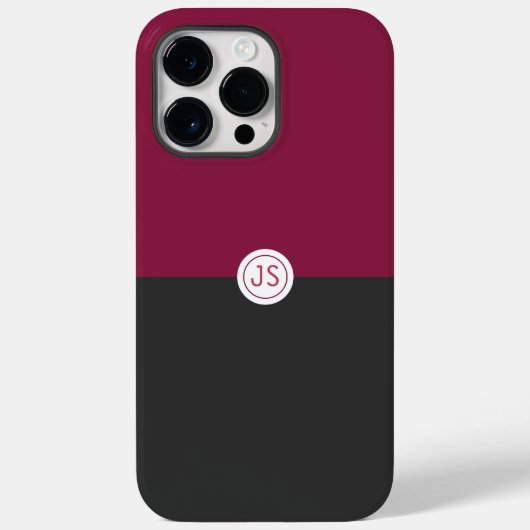 Elegant Burgundy and Black Monogram Case-Mate iPhone Case (Achterkant)