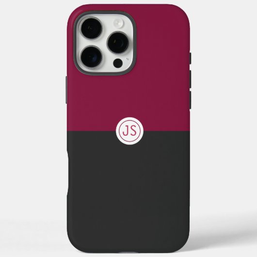 Elegant Burgundy and Black Monogram Case-Mate iPhone Case (Achterkant)