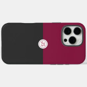 Elegant Burgundy and Black Monogram Case-Mate iPhone Case (Achterkant (horizontaal))