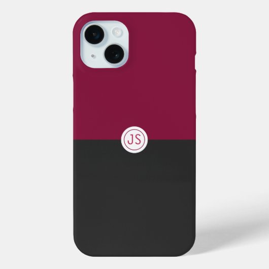 Elegant Burgundy and Black Monogram Case-Mate iPhone Case (Achterkant)