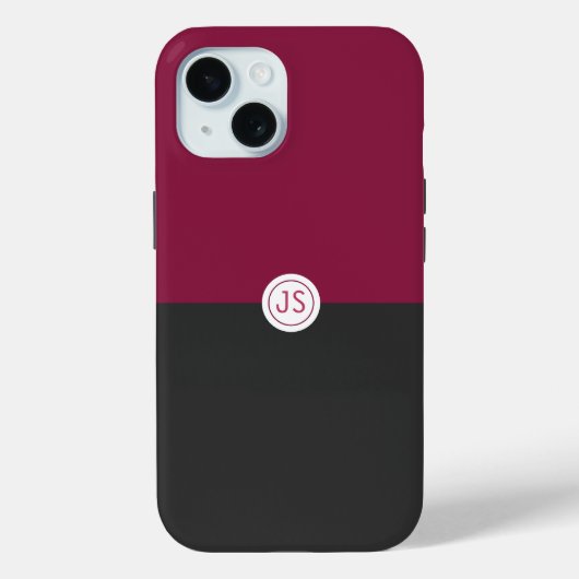 Elegant Burgundy and Black Monogram Case-Mate iPhone Case (Achterkant)