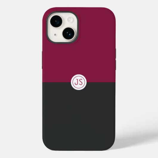 Elegant Burgundy and Black Monogram Case-Mate iPhone Case (Achterkant)