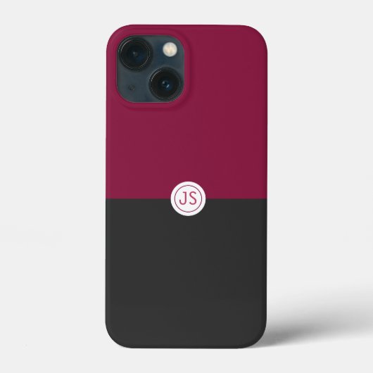 Elegant Burgundy and Black Monogram Case-Mate iPhone Case (Achterkant)