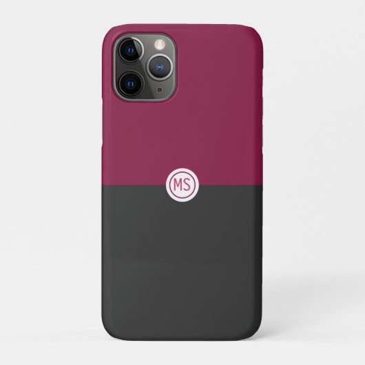 Elegant Burgundy and Black Monogram Case-Mate iPhone Case (Achterkant)