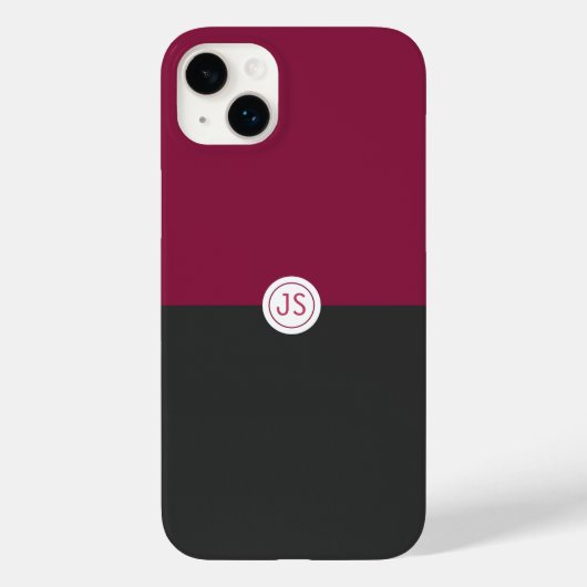 Elegant Burgundy and Black Monogram Case-Mate iPhone Case (Achterkant)
